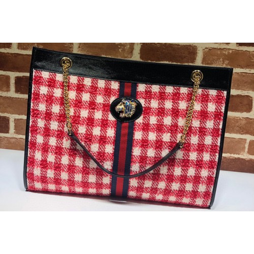 Gucci Rajah tote Bag in Red Denim with web