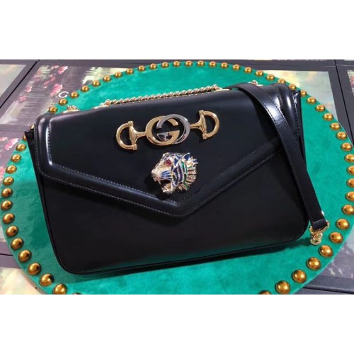 Gucci Rajah medium shoulder bags Black leather