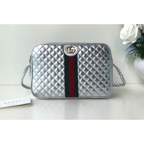 Gucci Laminated leather small shoulder bag Silver Leather