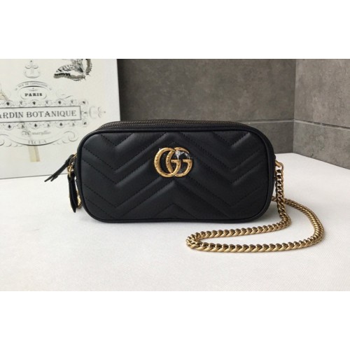 Gucci Marmont mini chain bag Black Matelasse chevron leather Gucci Marmont mini chain bag Black Matelasse chevron leather