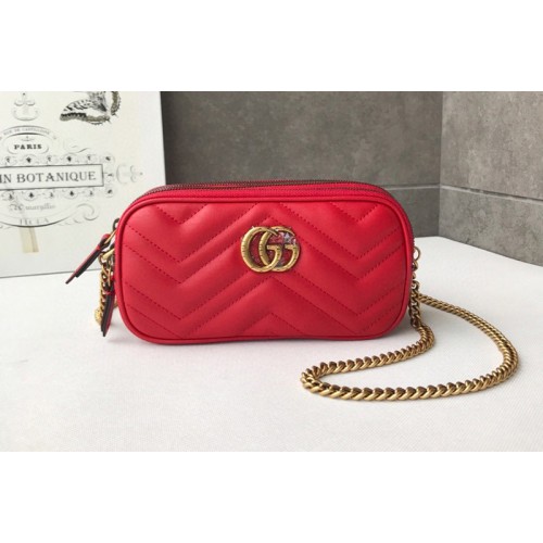 Gucci Marmont mini chain bag Red Matelasse chevron leather