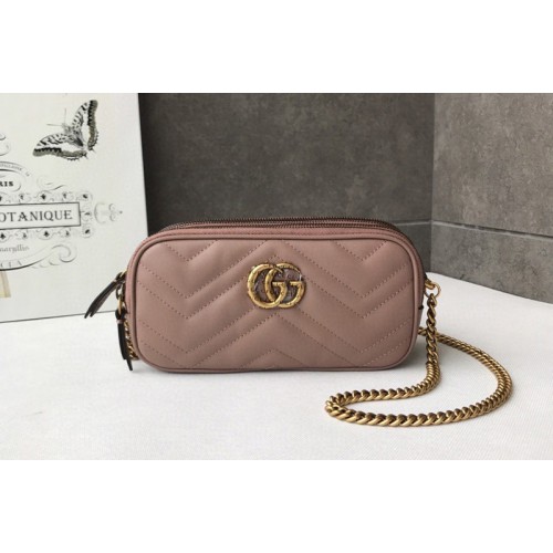 Gucci Marmont mini chain bag Pink Matelasse chevron leather