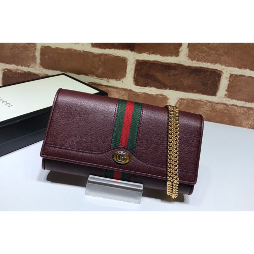 Gucci Ophidia chain wallet in Burgundy Leather