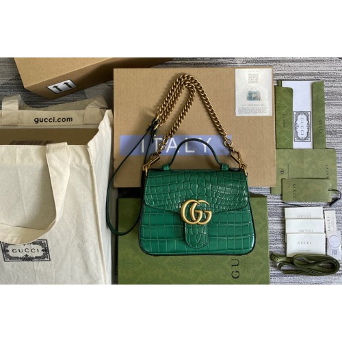 Gucci Marmont crocodile mini top handle bag in green crocodile Leather
