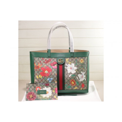 Gucci Ophidia Flora medium tote Bag in Beige ebony Supreme canvas