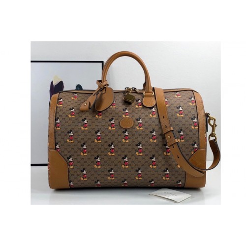 Gucci Disney x Gucci medium carry-on duffle Bag in Beige ebony mini Supreme canvas with Mickey Mouse Gucci Disney x Gucci medium carry-on duffle Bag in Beige ebony mini Supreme canvas with Mickey Mouse