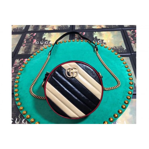 Gucci Marmont mini round shoulder bag beige black leather