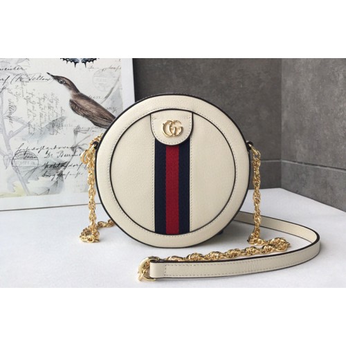 Gucci Ophidia mini round shoulder bags White leather with Web