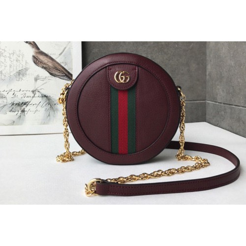 Gucci Ophidia mini round shoulder bags Bordeaux leather with Web Gucci Ophidia mini round shoulder bags Bordeaux leather with Web