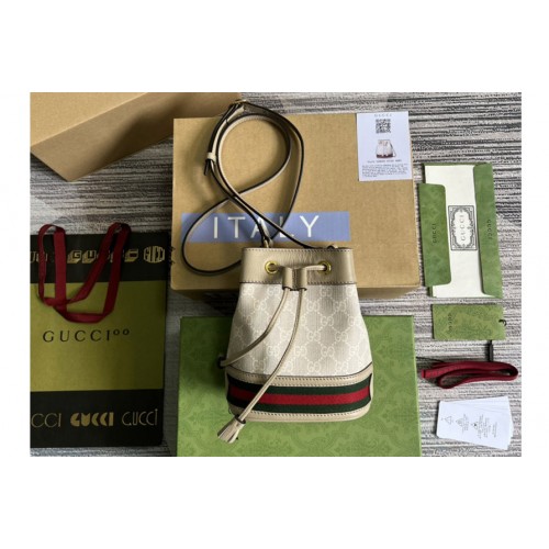 Gucci Ophidia mini bucket bag in Beige and white Supreme canvas