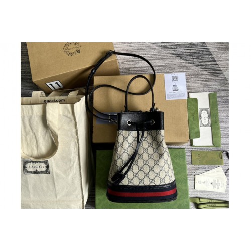 Gucci Ophidia small bucket bag in Beige and blue Supreme canvas