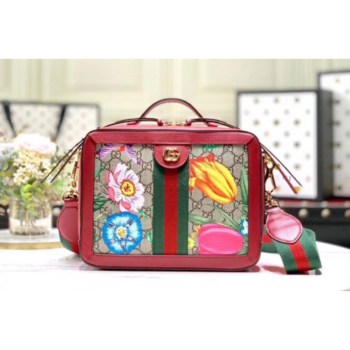 Gucci Ophidia Flora small shoulder bag Beige ebony Supreme canvas with Flora print Gucci Ophidia Flora small shoulder bag Beige ebony Supreme canvas with Flora print