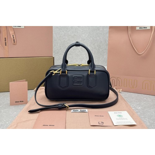 Miu Miu 5BB142 Arcadie leather bag in Navy Blue Leather