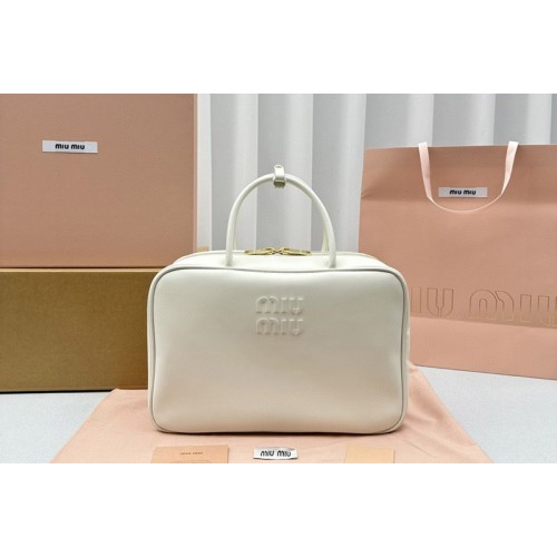 Miu Miu 5BB117 Leather Beau bag in White Leather