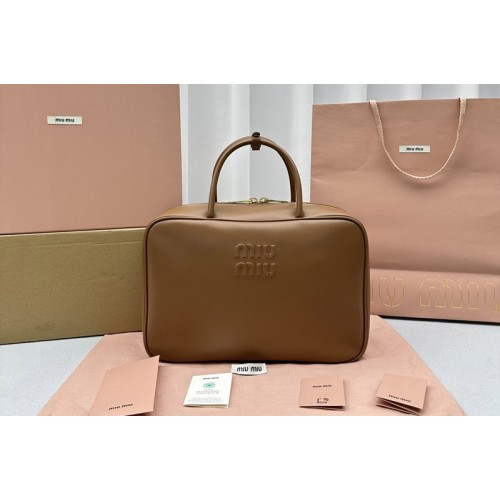 Miu Miu 5BB117 Leather Beau bag in Brown Leather