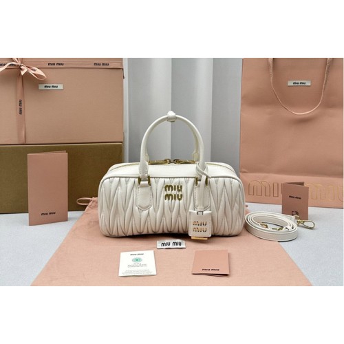 Miu Miu 5BB148 Arcadie matelasse nappa leather bag in White Leahter Miu Miu 5BB148 Arcadie matelasse nappa leather bag in White Leahter
