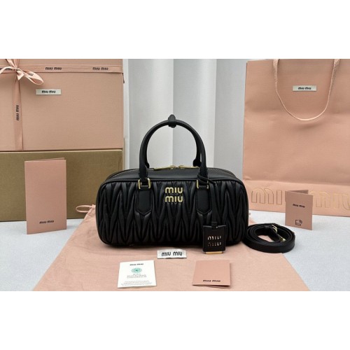 Miu Miu 5BB148 Arcadie matelasse nappa leather bag in Black Leahter