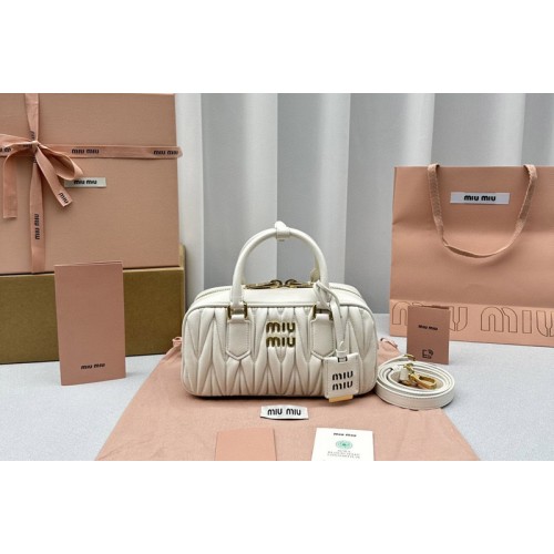 Miu Miu 5BB142 Arcadie matelasse nappa leather small bag in White Leahter Miu Miu 5BB142 Arcadie matelasse nappa leather small bag in White Leahter