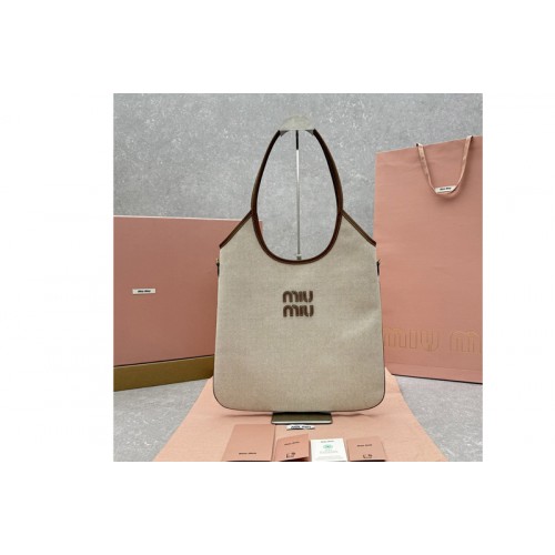 Miu Miu 5BG231 IVY denim bag in White Denim With Brown Leather Miu Miu 5BG231 IVY denim bag in White Denim With Brown Leather