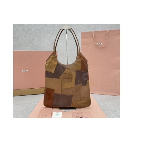 Miu Miu 5BG231 IVY leather patchwork bag in Brown Leather Miu Miu 5BG231 IVY leather patchwork bag in Brown Leather