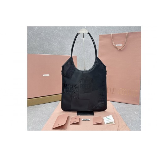Miu Miu 5BG231 IVY leather patchwork bag in Black Leather Miu Miu 5BG231 IVY leather patchwork bag in Black Leather