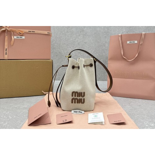 Miu Miu 5BE089 Canvas and leather bucket bag