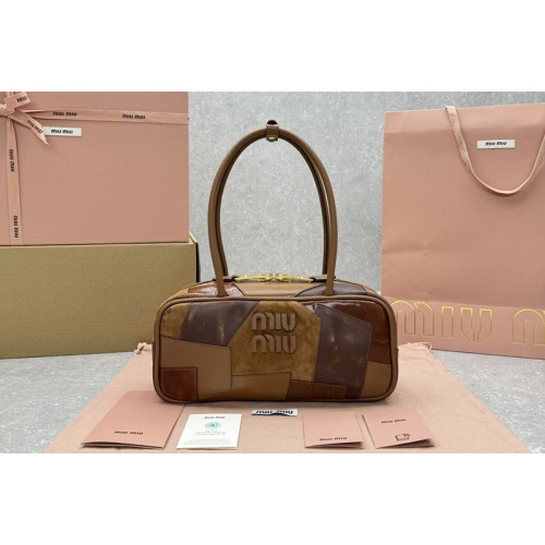 Miu Miu 5BB148 Arcadie leather bag in Brown Leather