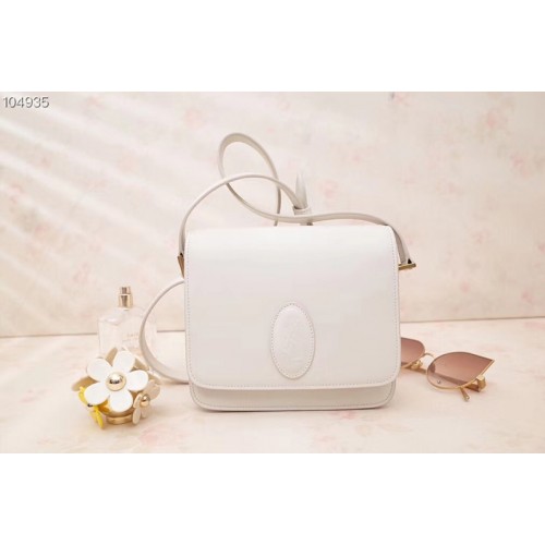 YSL Le 61 Small Saddle Bag In White Smooth Leather