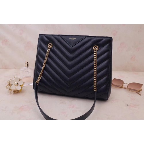 YSL Tribeca Small Shopping Bag In Black Grain De Poudre Embossed Leather YSL Tribeca Small Shopping Bag In Black Grain De Poudre Embossed Leather