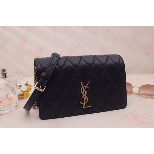 YSL ANGIE Chain Bag In Black Diamond Quilted Lambskin Leather YSL ANGIE Chain Bag In Black Diamond Quilted Lambskin Leather