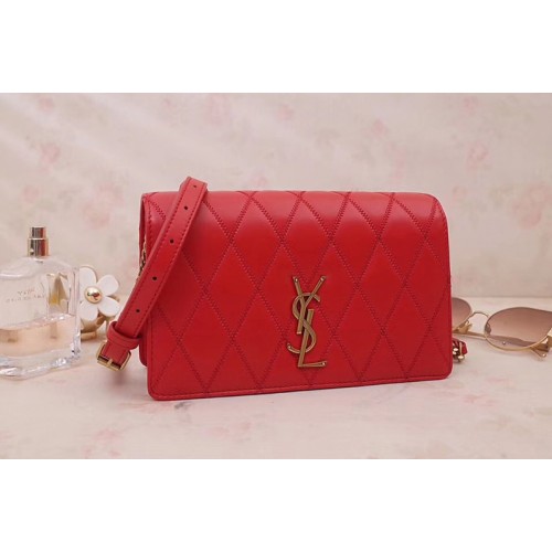YSL ANGIE Chain Bag In Red Diamond Quilted Lambskin Leather YSL ANGIE Chain Bag In Red Diamond Quilted Lambskin Leather