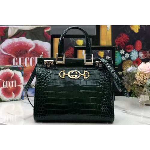 Gucci Zumi Leather small top handle bags in Green Leather