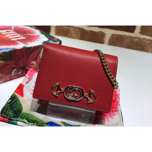 Gucci Zumi grainy leather card case wallet in Red Grainy leather