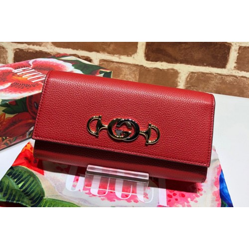 Gucci Zumi grainy leather continental wallet in Red Grainy leather
