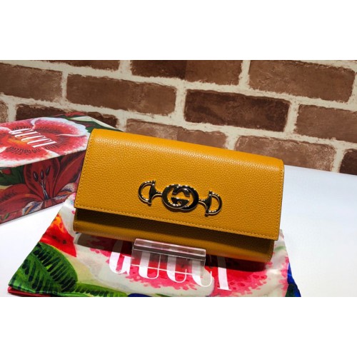 Gucci Zumi grainy leather continental wallet in Yellow Grainy leather