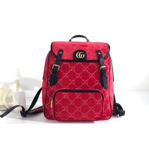 Gucci Small velvet backpack Red and beige velvet