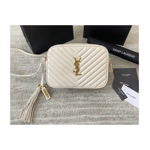 YSL LOU CAMERA BAG IN White QUILTED LEATHER