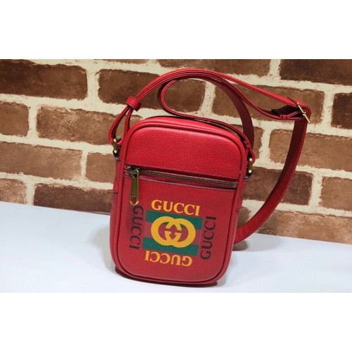 Gucci Print leather shoulder bag in Red Leather