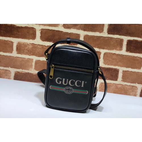 Gucci Print leather shoulder bag in Black Leather