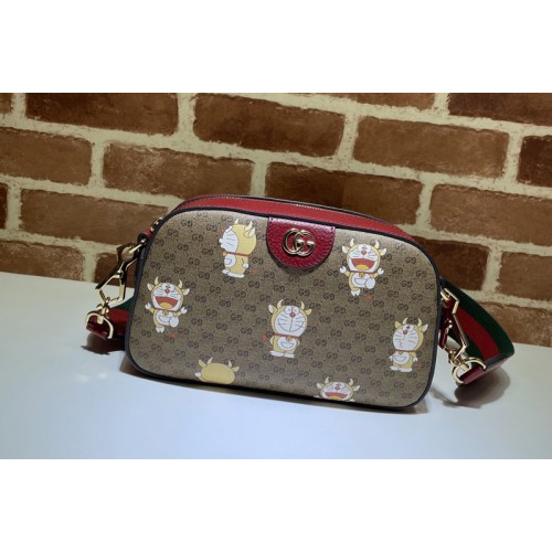 Gucci Doraemon x Gucci small shoulder bag in Beige ebony mini Supreme