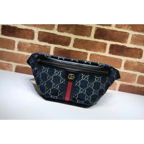 Gucci velvet belt bag in Blue and beige velvet Gucci velvet belt bag in Blue and beige velvet