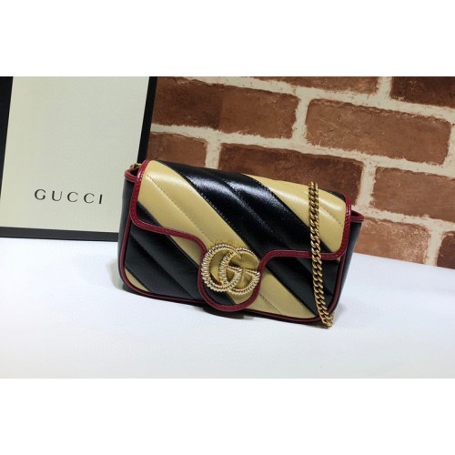 Gucci Marmont super mini bag in Black Beige Matelasse leather Gucci Marmont super mini bag in Black Beige Matelasse leather
