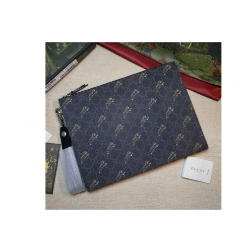 Gucci Bestiary pouch with Tigger Black and grey Supreme canvas