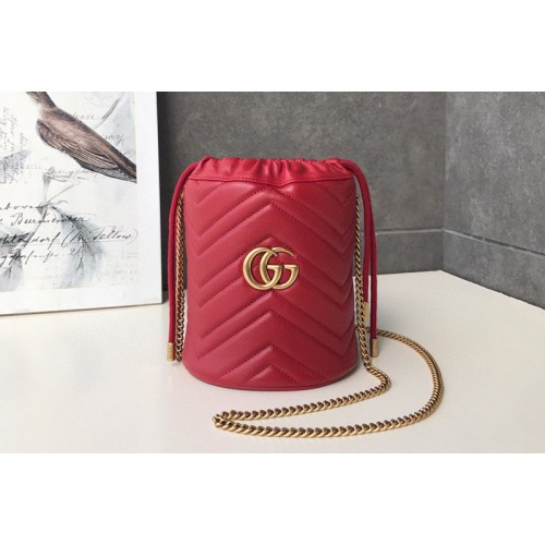 Gucci Marmont mini bucket bag Red matelasse chevron leather