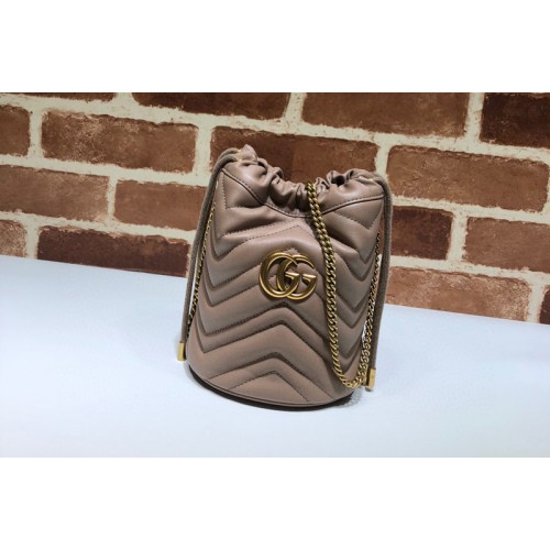 Gucci Marmont mini bucket bag in Dusty pink chevron leather Gucci Marmont mini bucket bag in Dusty pink chevron leather