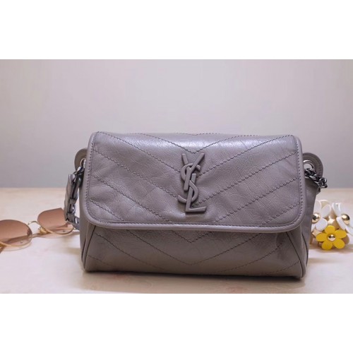 YSL Niki Body Bag in Gray Crinkled Vintage Leather YSL Niki Body Bag in Gray Crinkled Vintage Leather
