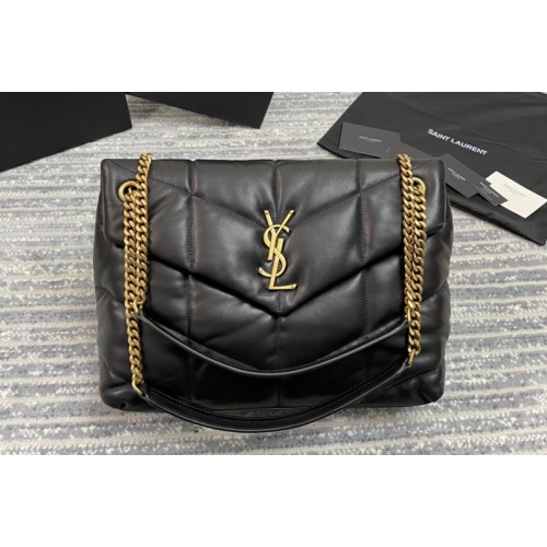 YSL Loulou Puffer Medium Bag in Black Quilted Lambskin Leather Gold Hardware