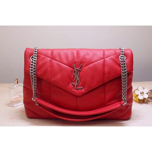 YSL Loulou Puffer Medium Bag in Red Quilted Lambskin Leather YSL Loulou Puffer Medium Bag in Red Quilted Lambskin Leather