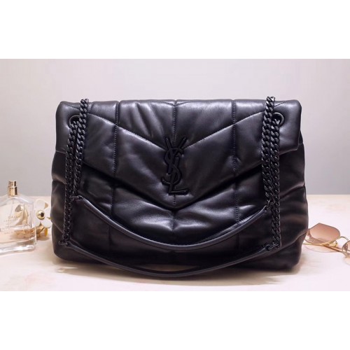 YSL Loulou Puffer Medium Bag in Black Quilted Lambskin Leather Black Hardware YSL Loulou Puffer Medium Bag in Black Quilted Lambskin Leather Black Hardware