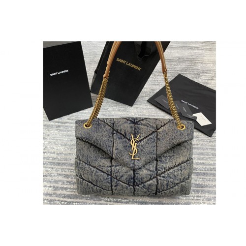 YSL Loulou Puffer Medium Bag in Denim